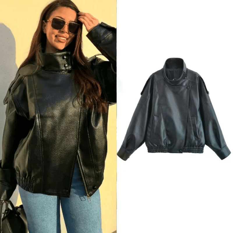 Jaqueta Feminina Zarelle™ – Estilo Couro Premium para o Inverno