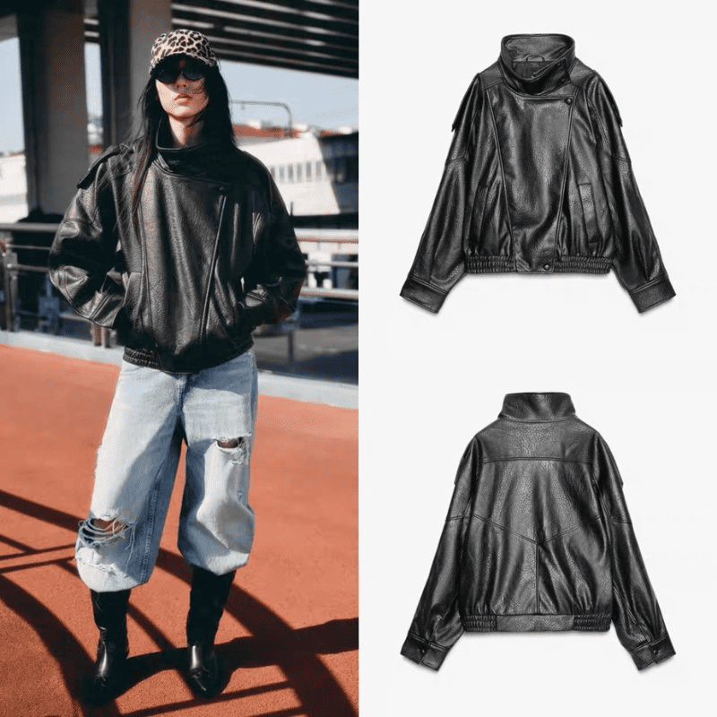 Jaqueta Feminina Zarelle™ – Estilo Couro Premium para o Inverno