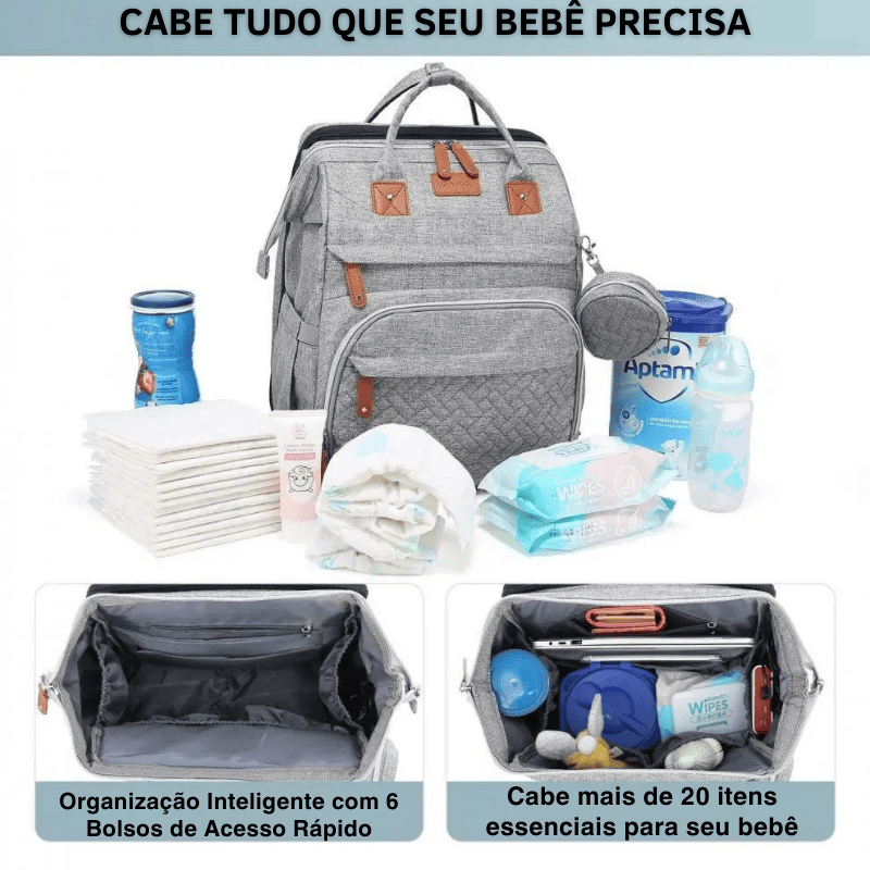 Bolsa Maternidade Térmica 5 em 1 GlamBaby™ com Função Berço