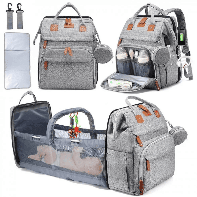 Bolsa Maternidade Térmica 5 em 1 GlamBaby™ com Função Berço