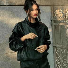 Jaqueta Feminina Zarelle™ – Estilo Couro Premium para o Inverno