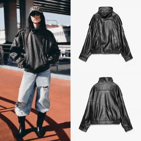 Jaqueta Feminina Zarelle™ – Estilo Couro Premium para o Inverno