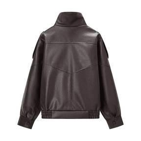 Jaqueta Feminina Zarelle™ – Estilo Couro Premium para o Inverno