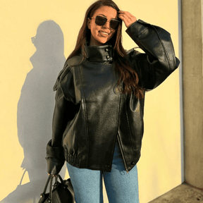 Jaqueta Feminina Zarelle™ – Estilo Couro Premium para o Inverno